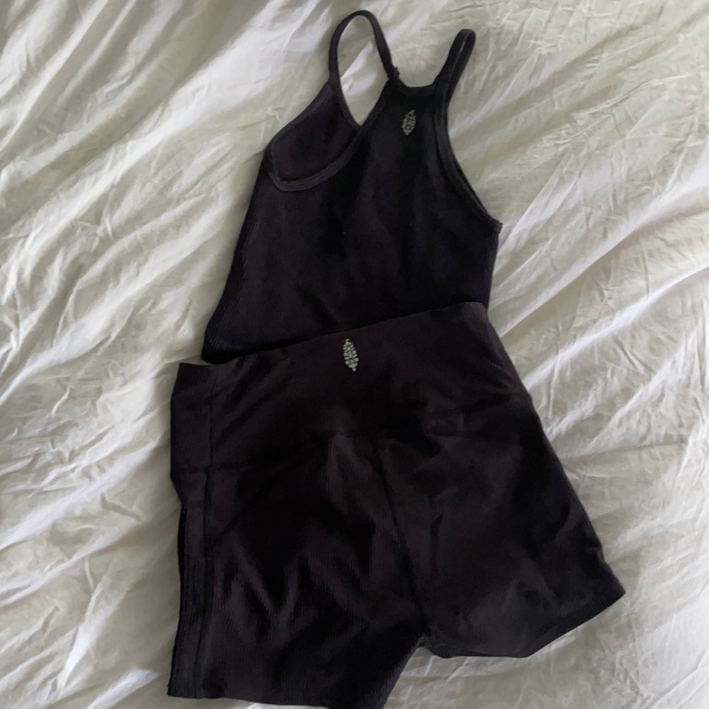 Fp movement set black ribbed athletic clothing